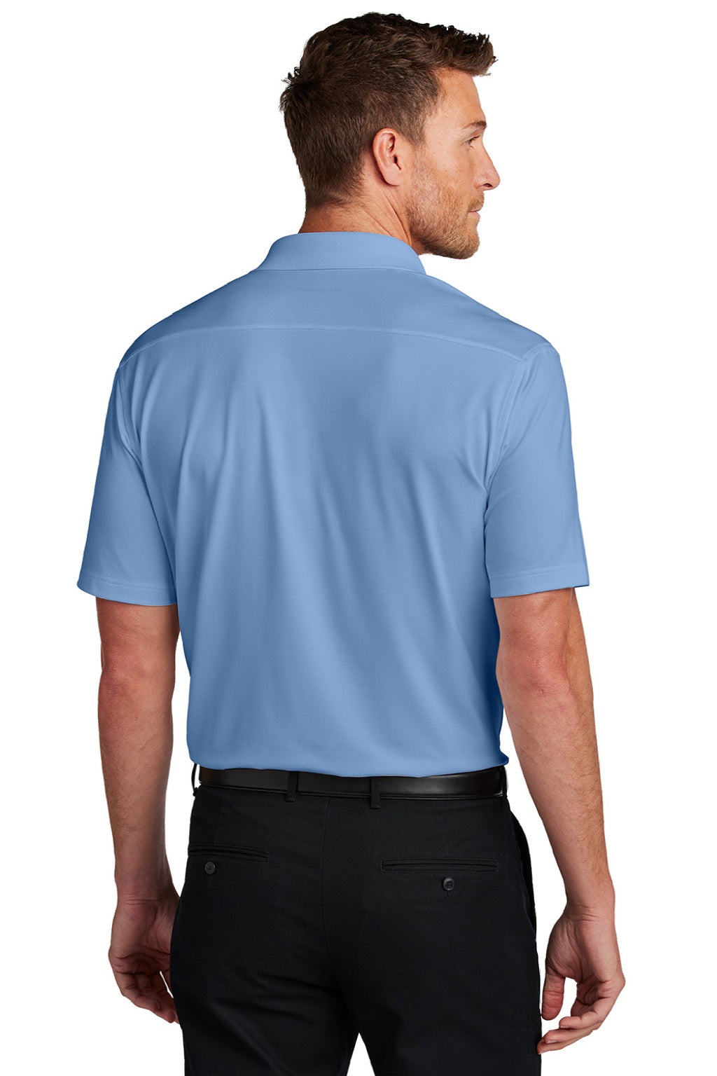 Port Authority K683 Mens City Easy Care Moisture Wicking Short Sleeve Polo Shirt Swiss Blue Model Back