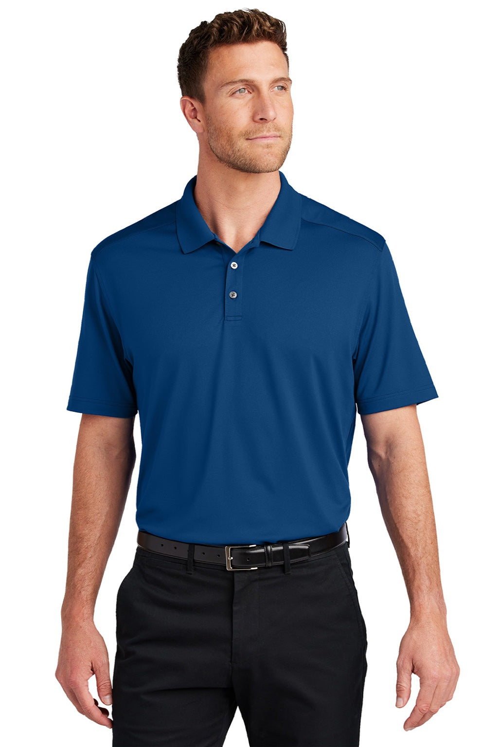 Port Authority K683 Mens City Easy Care Moisture Wicking Short Sleeve Polo Shirt True Blue Model Front