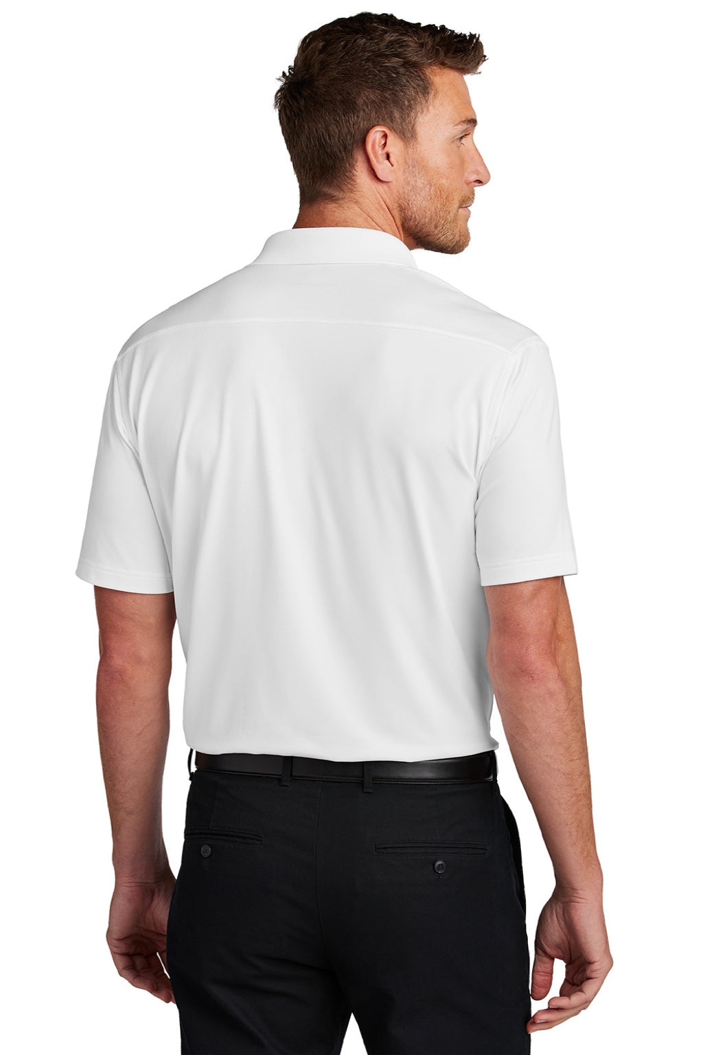 Port Authority K683 Mens City Easy Care Moisture Wicking Short Sleeve Polo Shirt White Model Back