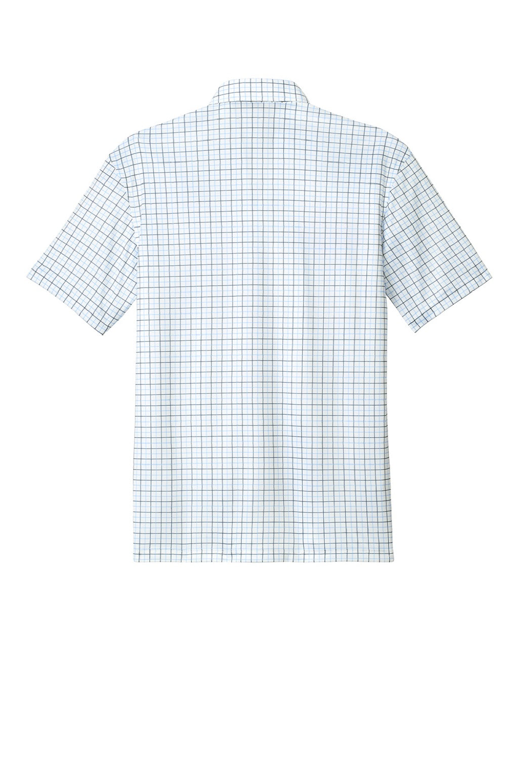 Port Authority K700 Mens Shirt Collar Short Sleeve Polo Shirt Black/Carolina Blue Check Flat Back