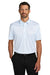 Port Authority K700 Mens Shirt Collar Short Sleeve Polo Shirt Cloud Blue Check Model Front