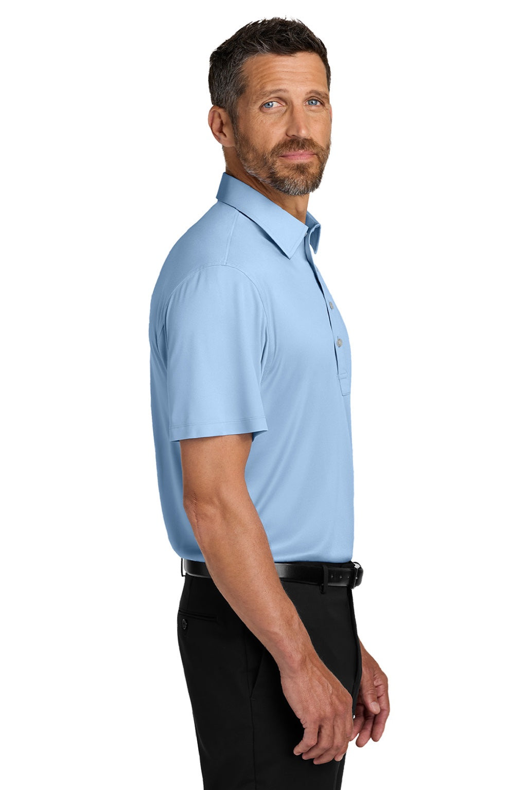 Port Authority K700 Mens Shirt Collar Short Sleeve Polo Shirt Cloud Blue Model Side