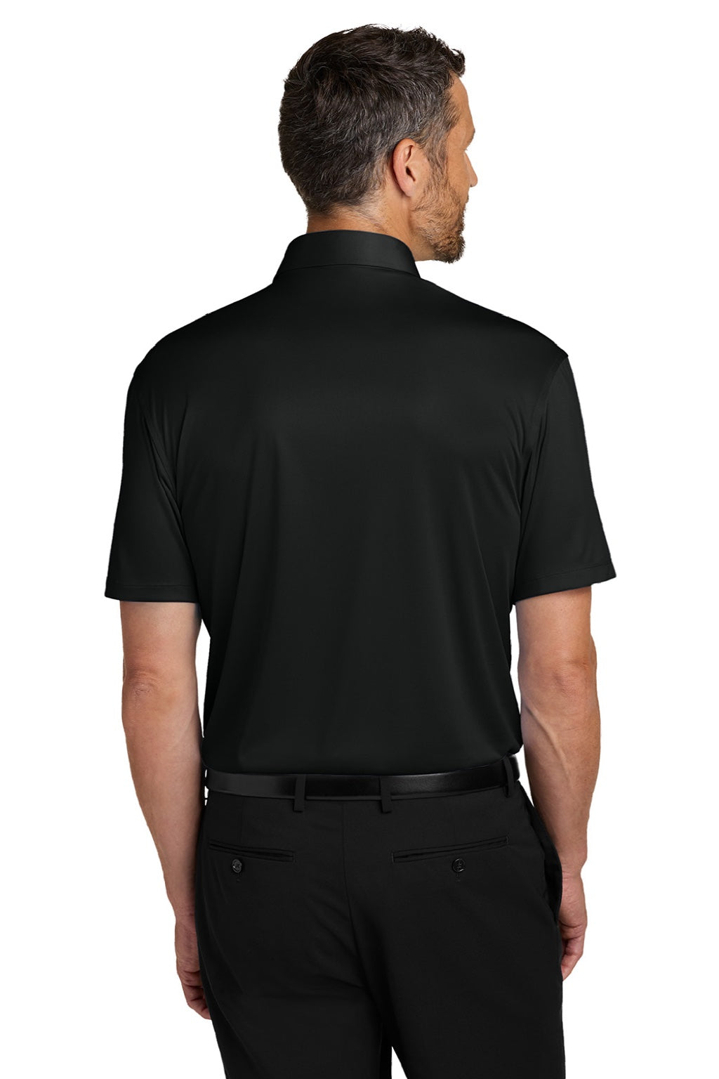 Port Authority K700 Mens Shirt Collar Short Sleeve Polo Shirt Deep Black Model Back