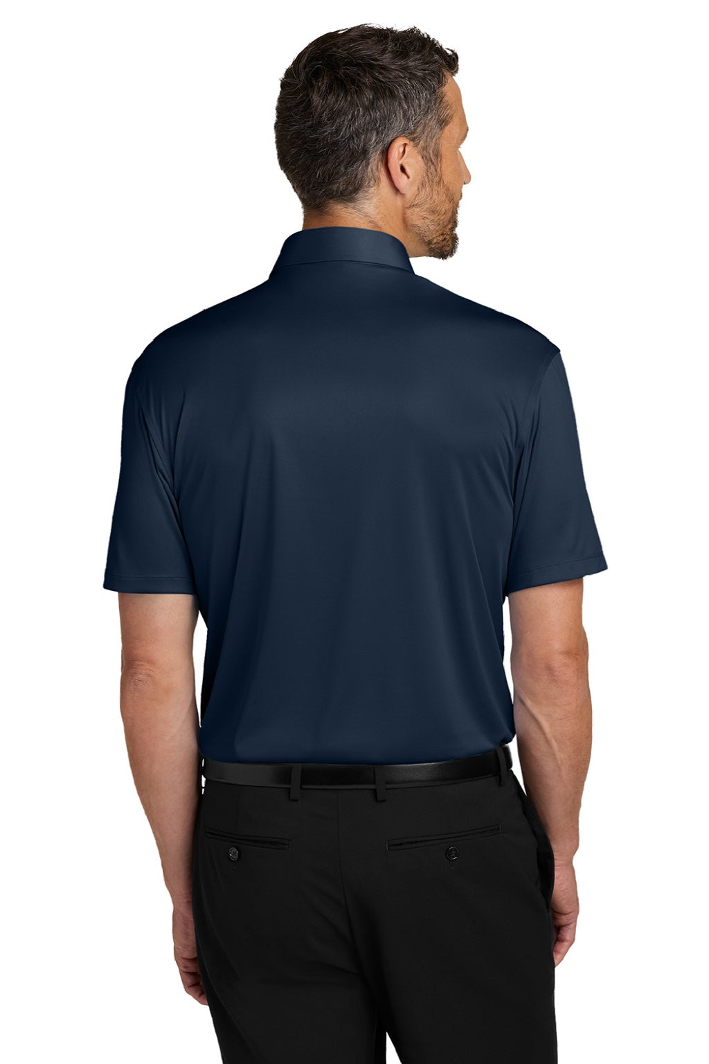 Port Authority K700 Mens Shirt Collar Short Sleeve Polo Shirt River Navy Blue Model Back