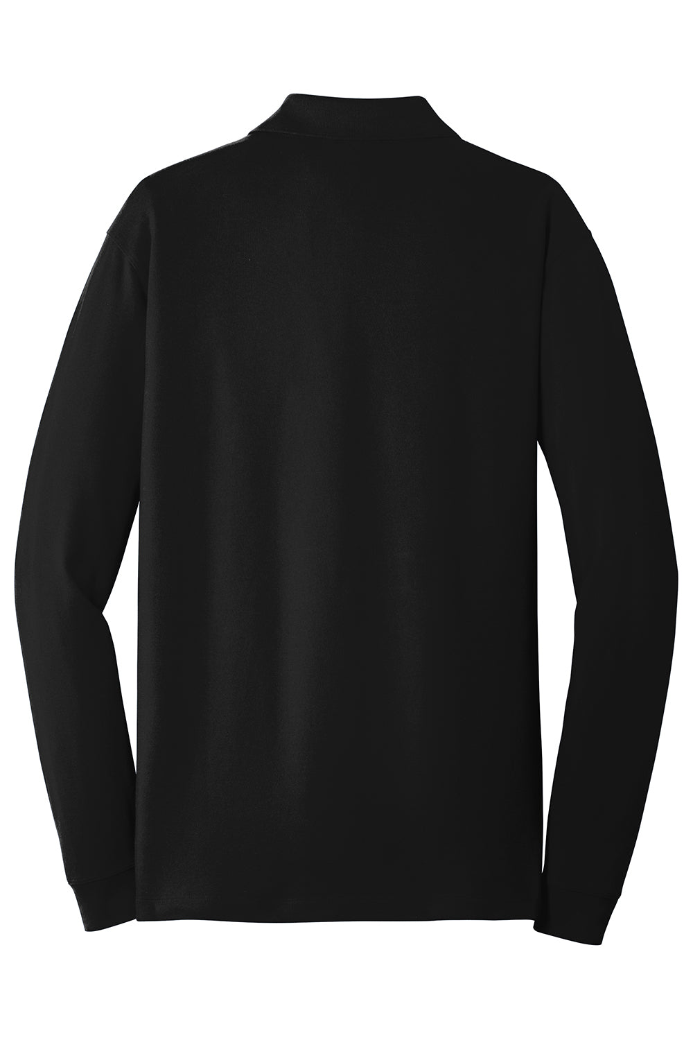 Port Authority K8000LS Mens Wrinkle Resistant Long Sleeve Polo Shirt Black Flat Back