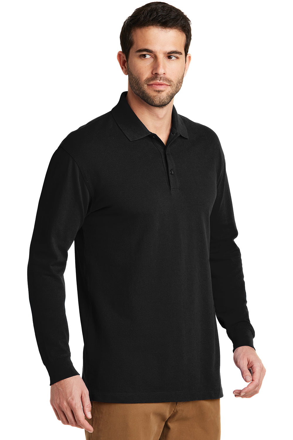 Port Authority K8000LS Mens Wrinkle Resistant Long Sleeve Polo Shirt Black Model 3q