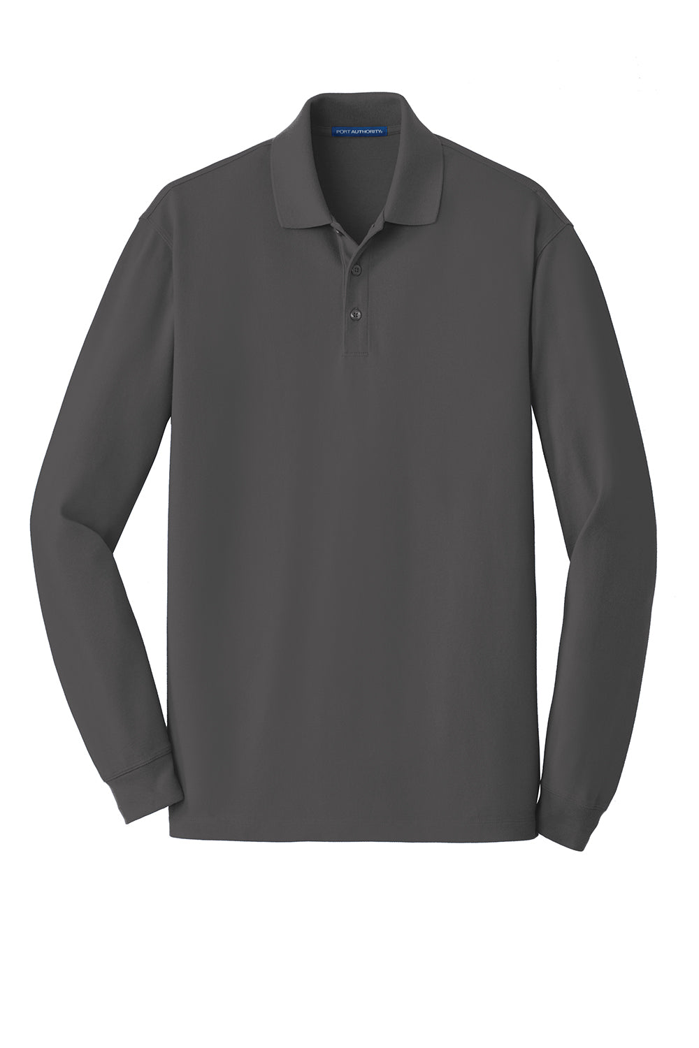 Port Authority K8000LS Mens Wrinkle Resistant Long Sleeve Polo Shirt Sterling Grey Flat Front