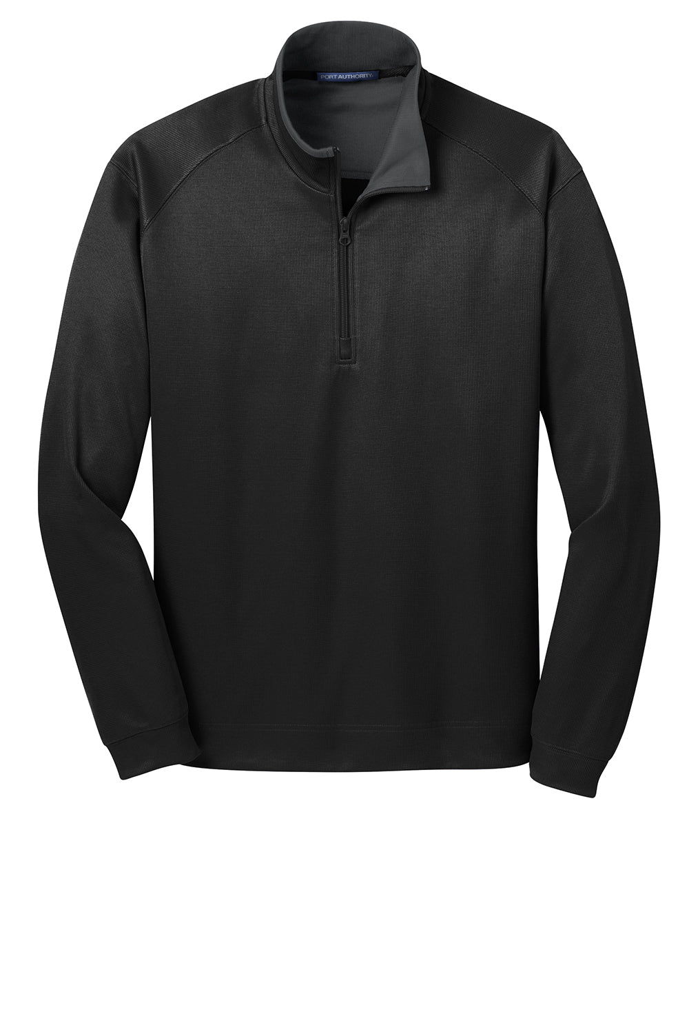 Port Authority K805 Mens 1/4 Zip Jacket Black Flat Front