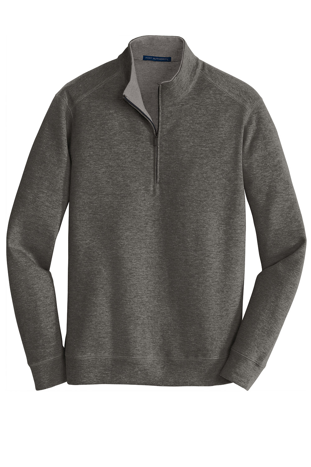 Port Authority K807 Mens 1/4 Zip Long Sleeve Sweater Heather Charcoal Grey Flat Front