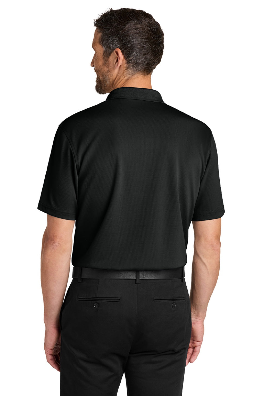 Port Authority K845 Mens Dry Zone Moisture Wicking Short Sleeve Polo Shirt Deep Black Model Back