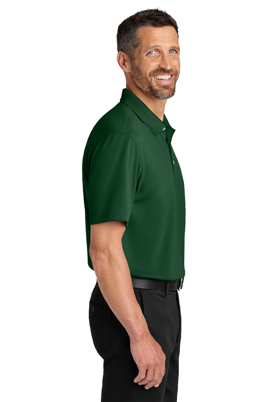 Port Authority K845 Mens Dry Zone Moisture Wicking Short Sleeve Polo Shirt Hunter Green Model Side