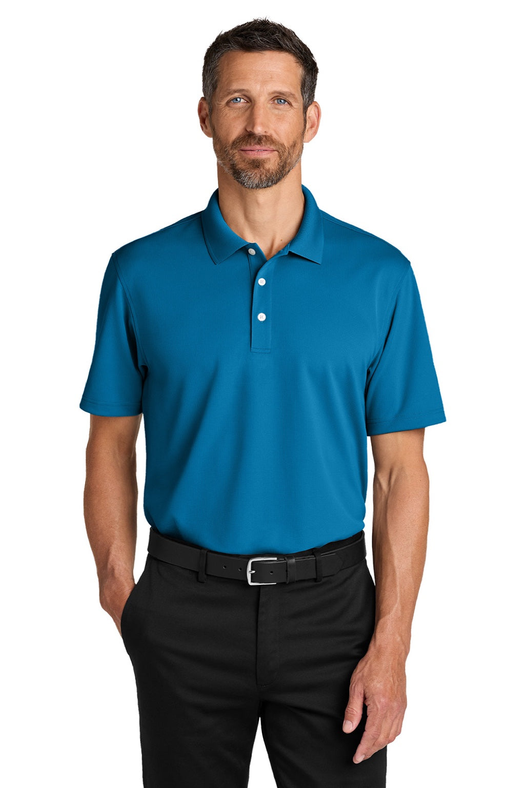 Port Authority K845 Mens Dry Zone Moisture Wicking Short Sleeve Polo Shirt Imperial Blue Model Front