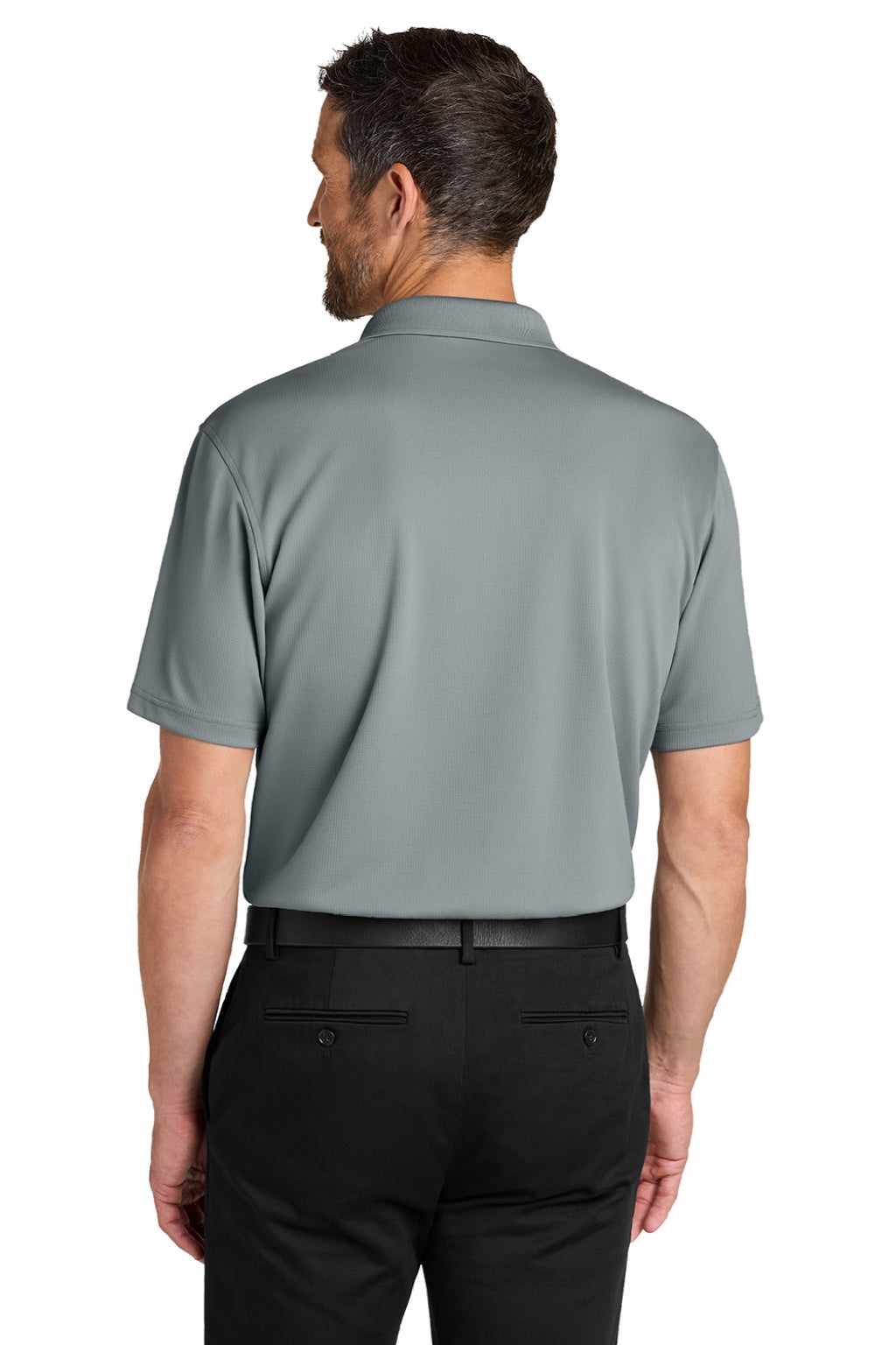 Port Authority K845 Mens Dry Zone Moisture Wicking Short Sleeve Polo Shirt Light Sterling Grey Model Back