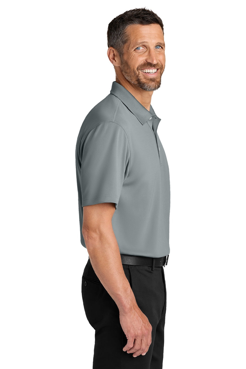 Port Authority K845 Mens Dry Zone Moisture Wicking Short Sleeve Polo Shirt Light Sterling Grey Model Side