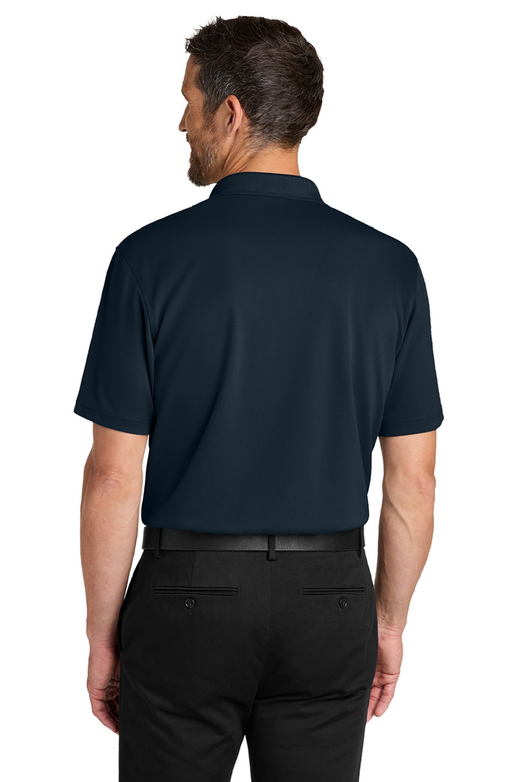 Port Authority K845 Mens Dry Zone Moisture Wicking Short Sleeve Polo Shirt Night Navy Blue Model Back