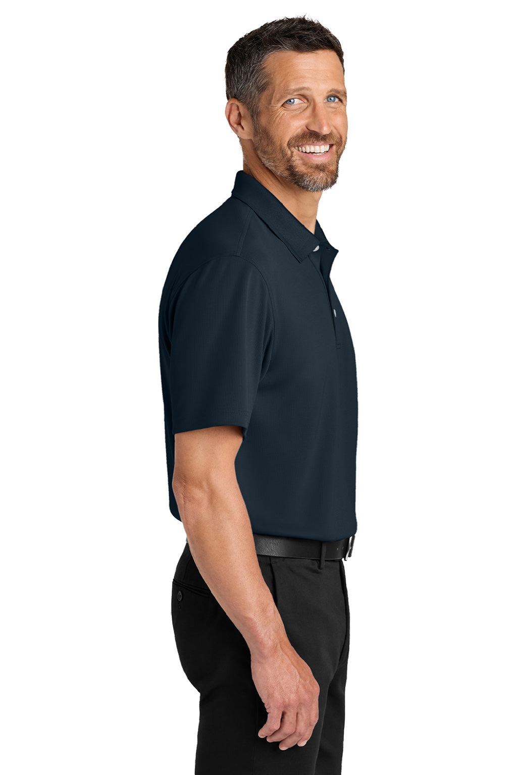 Port Authority K845 Mens Dry Zone Moisture Wicking Short Sleeve Polo Shirt Night Navy Blue Model Side