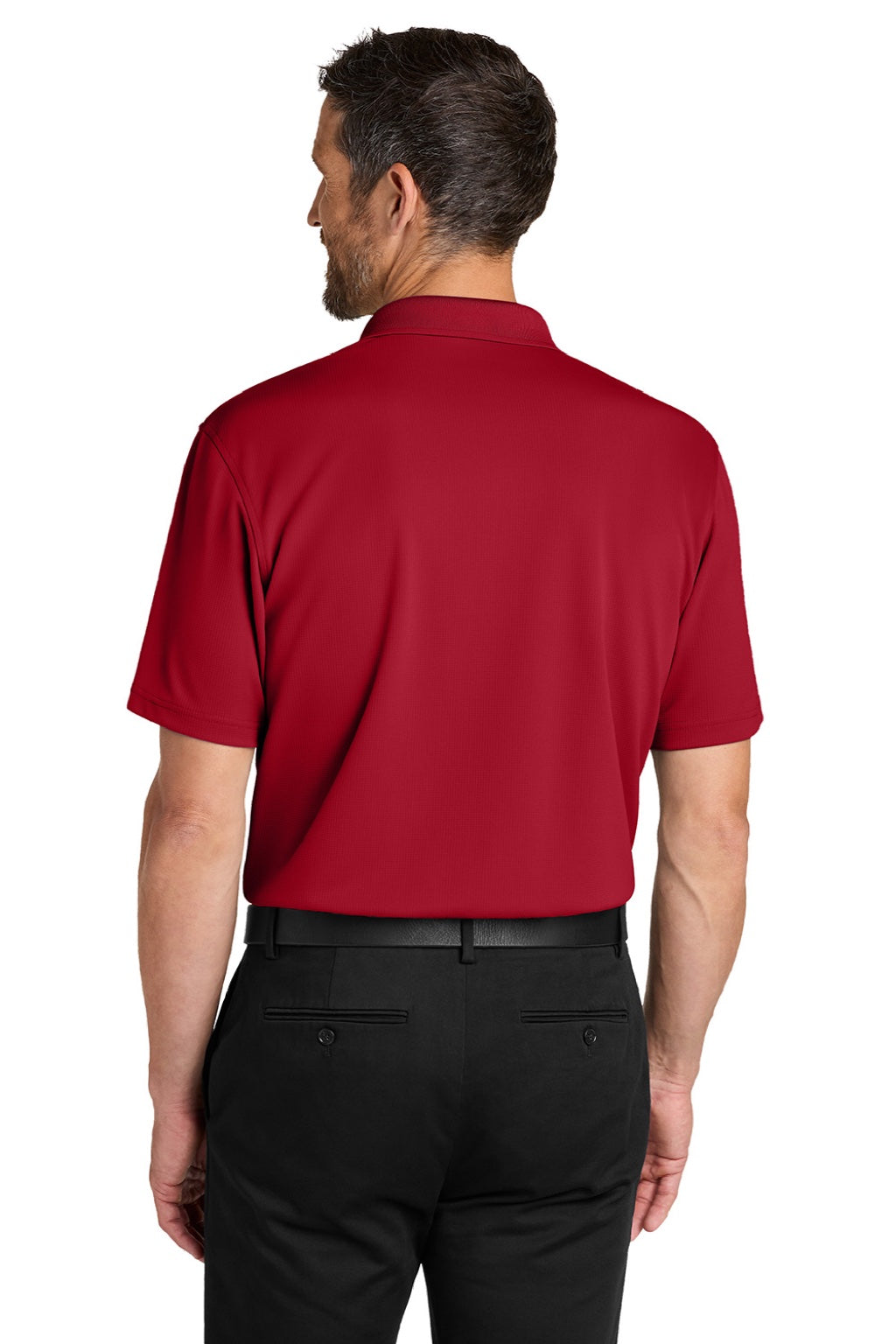 Port Authority K845 Mens Dry Zone Moisture Wicking Short Sleeve Polo Shirt Rich Red Model Back