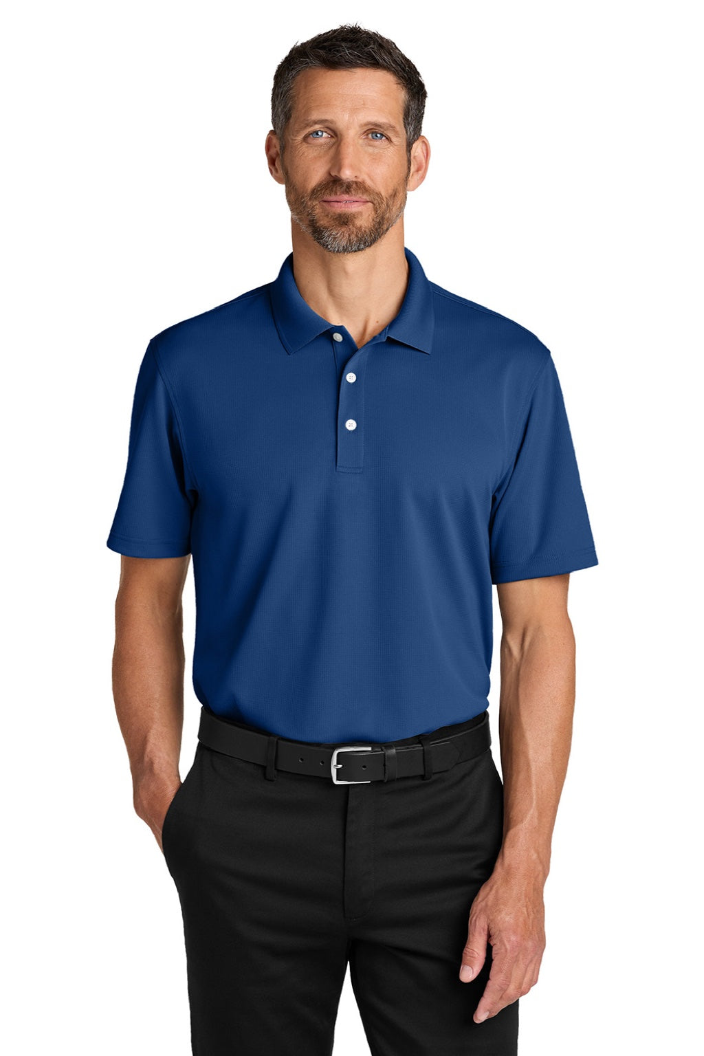 Port Authority K845 Mens Dry Zone Moisture Wicking Short Sleeve Polo Shirt Royal Blue Model Front