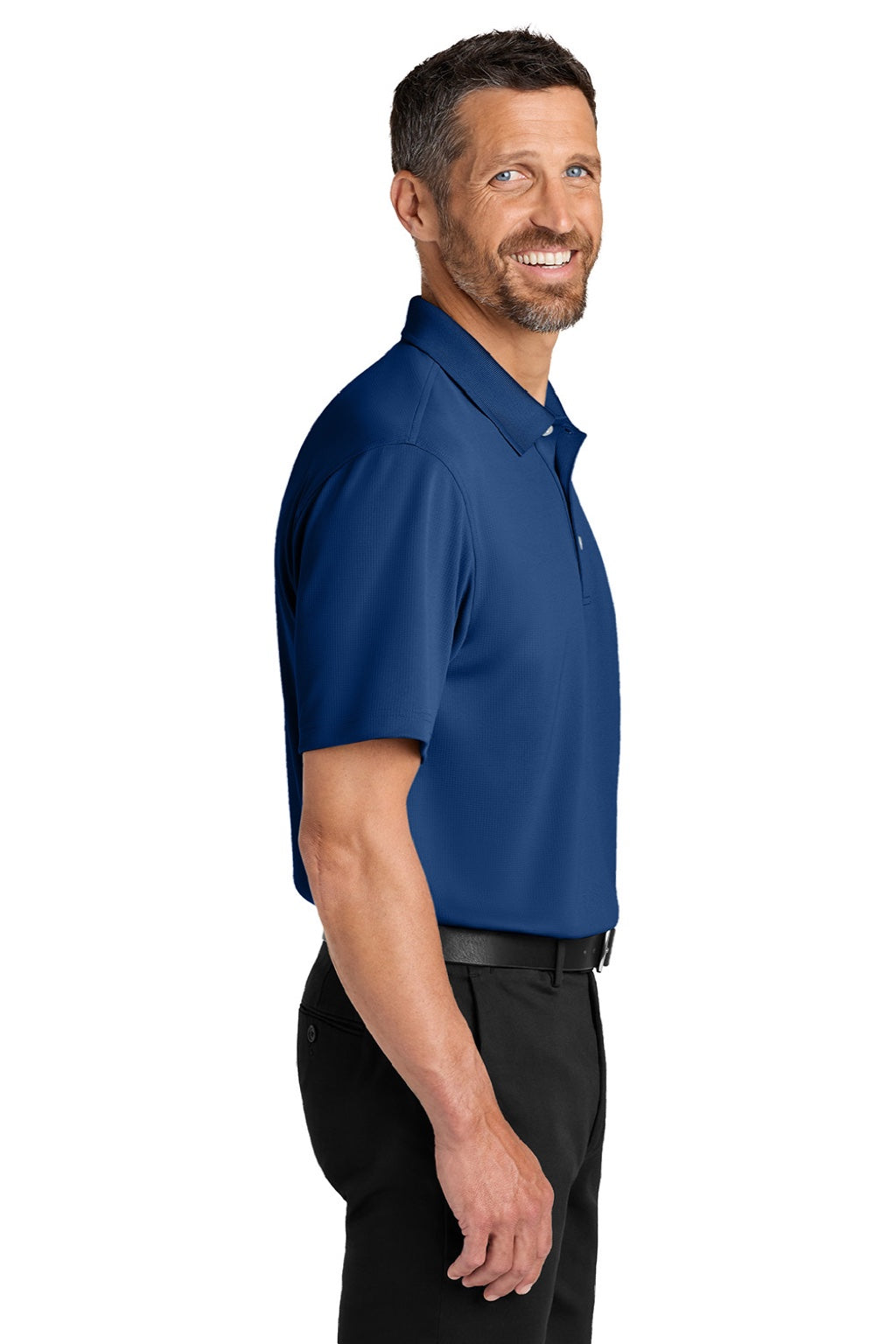 Port Authority K845 Mens Dry Zone Moisture Wicking Short Sleeve Polo Shirt Royal Blue Model Side