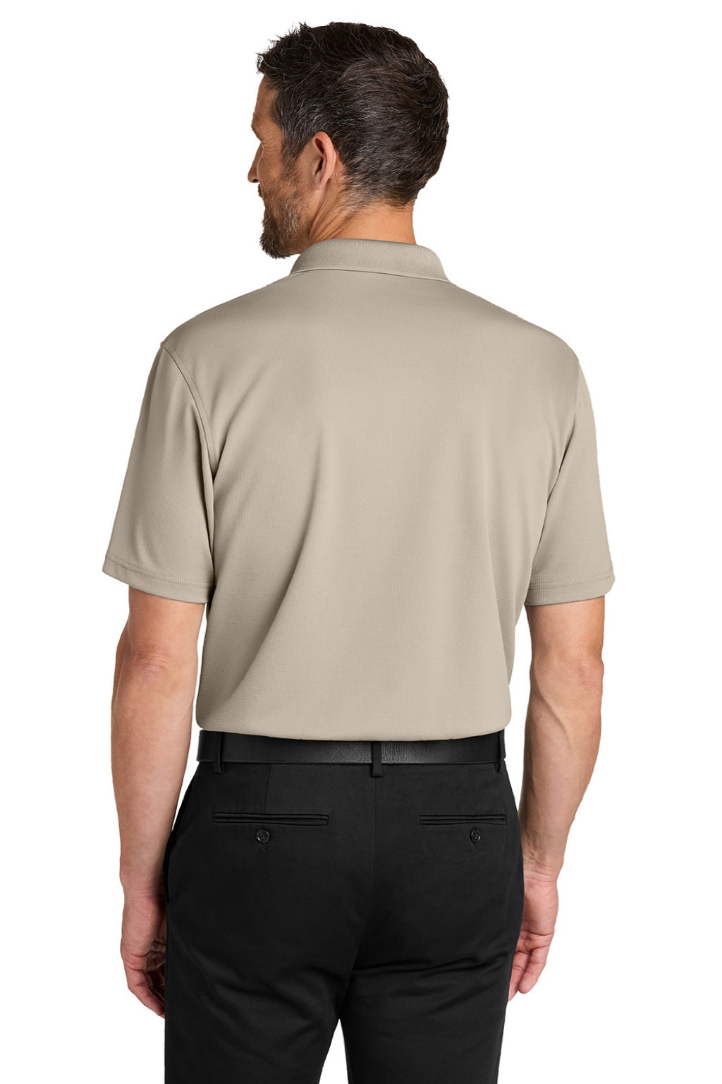 Port Authority K845 Mens Dry Zone Moisture Wicking Short Sleeve Polo Shirt Sahara Brown Model Back