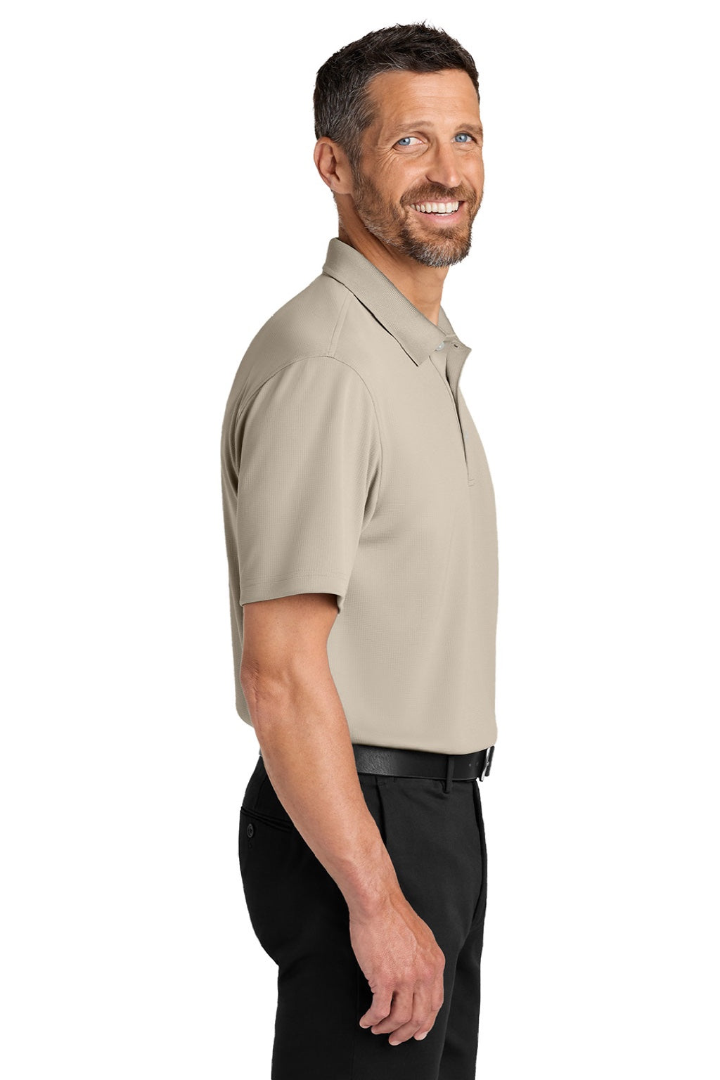 Port Authority K845 Mens Dry Zone Moisture Wicking Short Sleeve Polo Shirt Sahara Brown Model Side