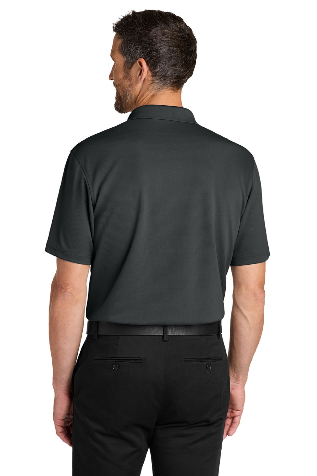 Port Authority K845 Mens Dry Zone Moisture Wicking Short Sleeve Polo Shirt Seal Grey Model Back