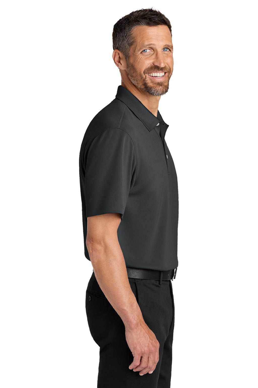 Port Authority K845 Mens Dry Zone Moisture Wicking Short Sleeve Polo Shirt Seal Grey Model Side