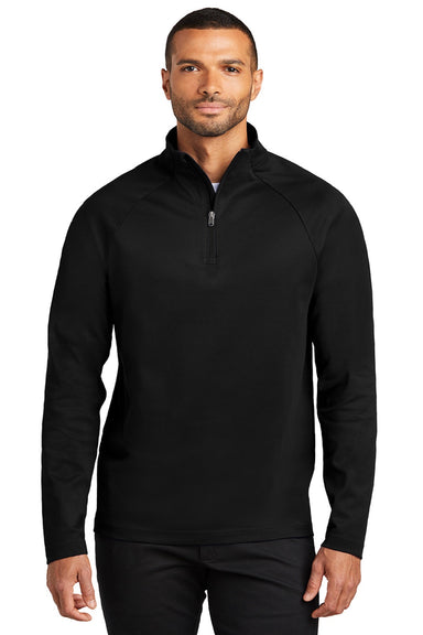 Port Authority K870 Mens C-FREE Cypress Snag Resistant 1/4 Zip Sweatshirt Deep Black Model Front