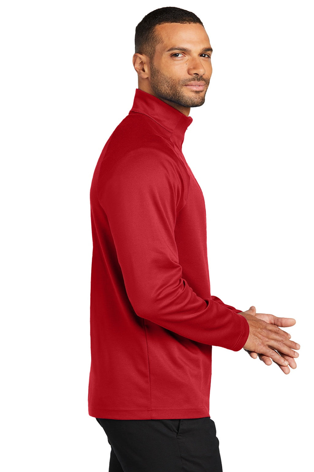 Port Authority K870 Mens C-FREE Cypress Snag Resistant 1/4 Zip Sweatshirt Rich Red Model Side