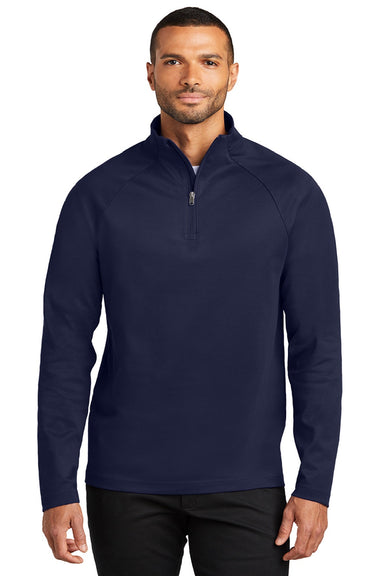 Port Authority K870 Mens C-FREE Cypress Snag Resistant 1/4 Zip Sweatshirt True Navy Blue Model Front