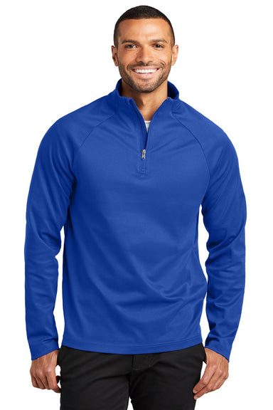 Port Authority K870 Mens C-FREE Cypress Snag Resistant 1/4 Zip Sweatshirt True Royal Blue Model Front