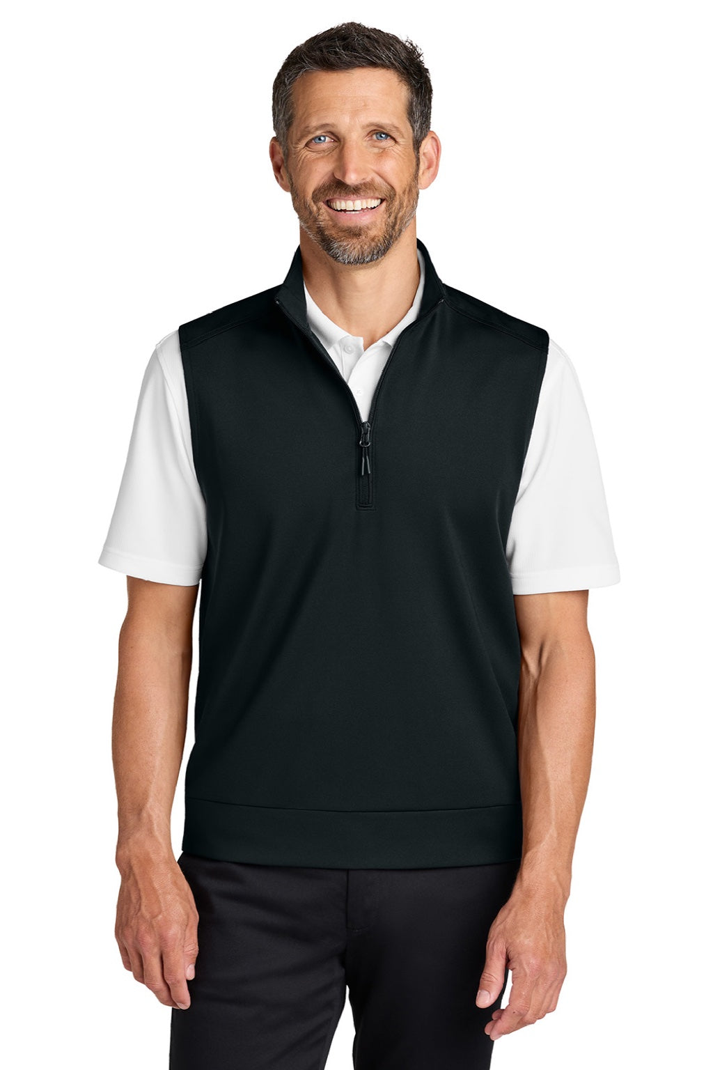 Port Authority K880V Mens C-FREE Double Knit 1/4 Zip Vest Deep Black Model Front