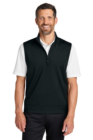 Port Authority K880V Mens C-FREE Double Knit 1/4 Zip Vest Deep Black Model Front
