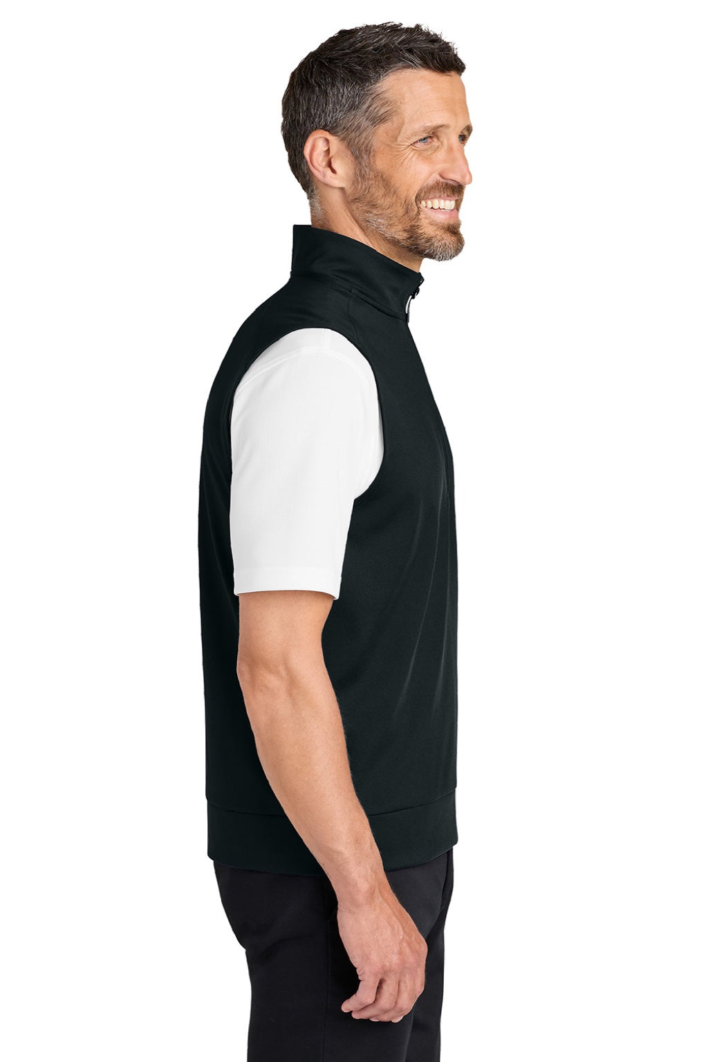 Port Authority K880V Mens C-FREE Double Knit 1/4 Zip Vest Deep Black Model Side