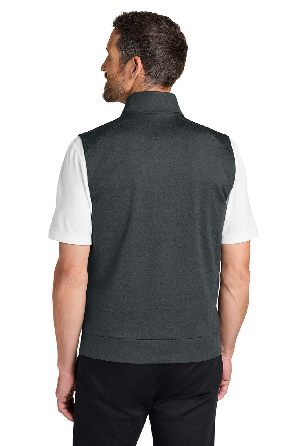 Port Authority K880V Mens C-FREE Double Knit 1/4 Zip Vest Heather Steel Grey Model Back