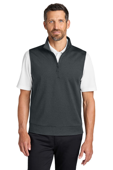 Port Authority K880V Mens C-FREE Double Knit 1/4 Zip Vest Heather Steel Grey Model Front