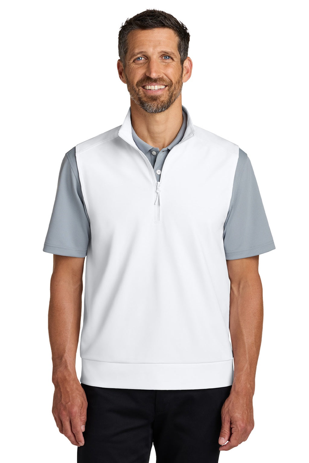 Port Authority K880V Mens C-FREE Double Knit 1/4 Zip Vest White Model Front