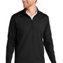 Port Authority Mens C-FREE Double Knit Moisture Wicking 1/4 Zip Sweatshirt - Deep Black