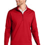 Port Authority Mens C-FREE Double Knit Moisture Wicking 1/4 Zip Sweatshirt - Rich Red