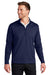 Port Authority K880 Mens C-FREE Double Knit Moisture Wicking 1/4 Zip Sweatshirt True Navy Blue Model Front