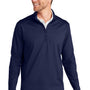 Port Authority Mens C-FREE Double Knit Moisture Wicking 1/4 Zip Sweatshirt - True Navy Blue