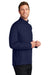Port Authority K880 Mens C-FREE Double Knit Moisture Wicking 1/4 Zip Sweatshirt True Navy Blue Model Side