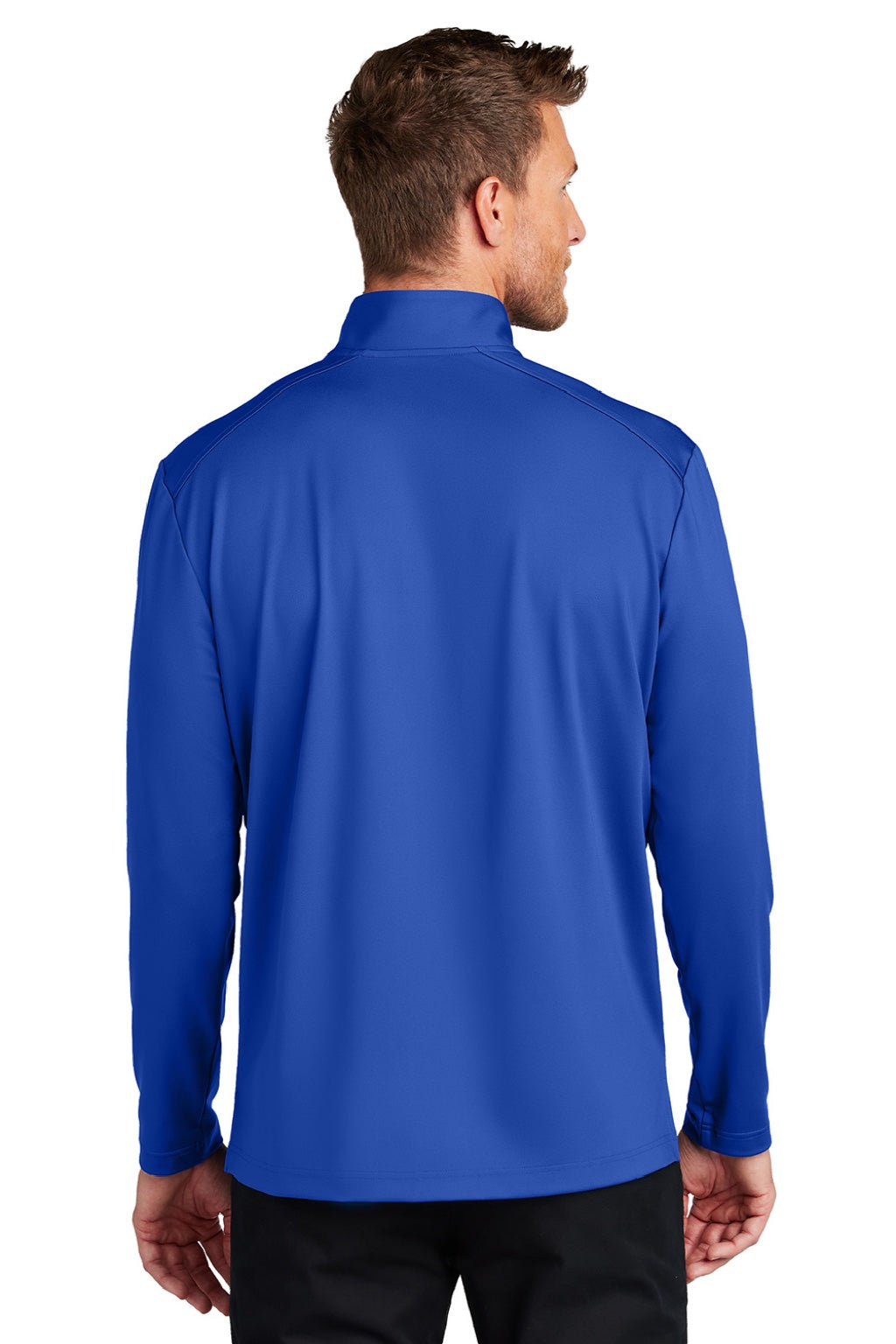 Port Authority K880 Mens C-FREE Double Knit Moisture Wicking 1/4 Zip Sweatshirt True Royal Blue Model Back
