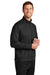 Port Authority K881 Mens C-FREE Double Knit Moisture Wicking Full Zip Sweatshirt w/ Pockets Deep Black Model Side