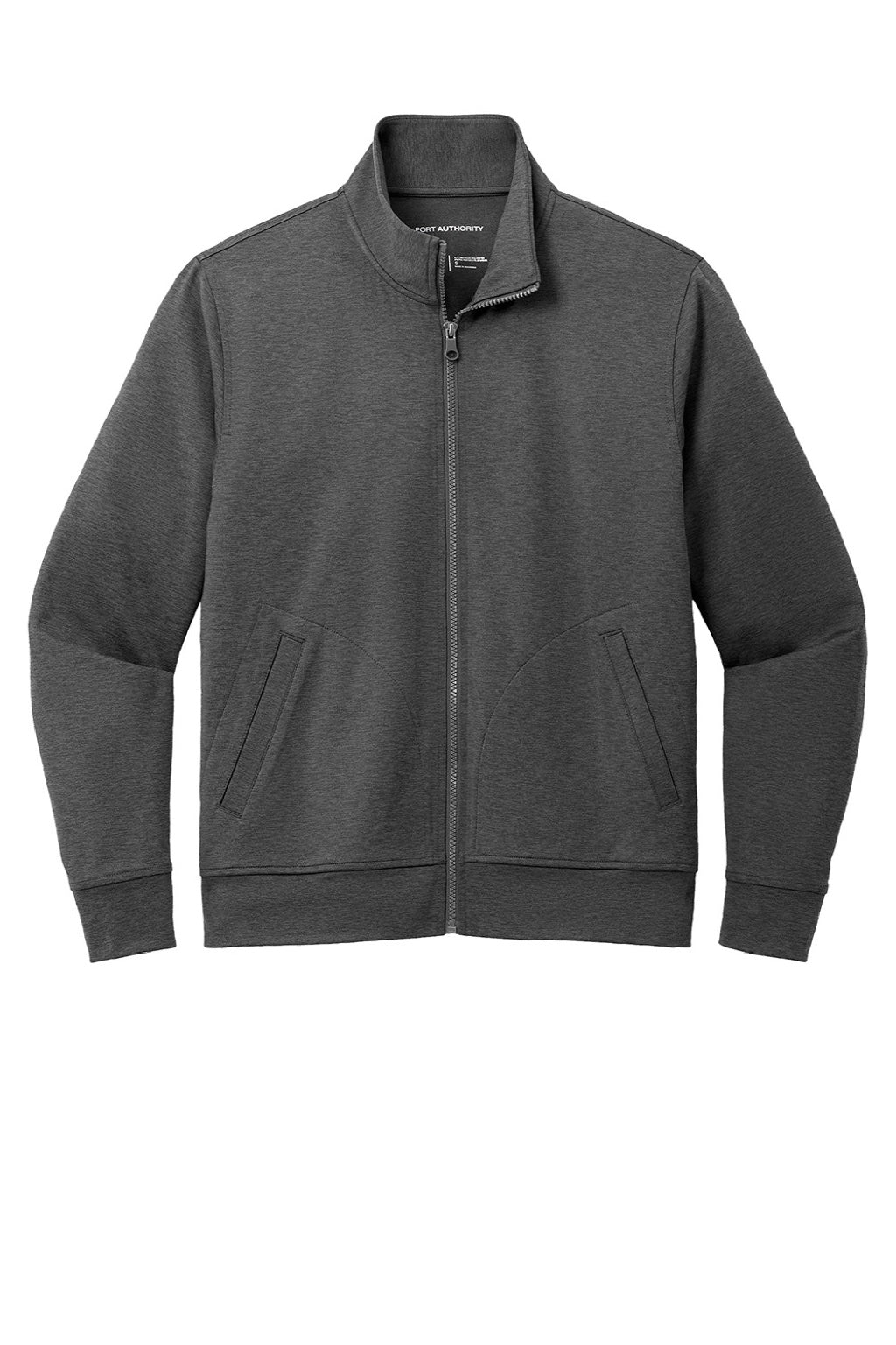 Port Authority K881 Mens C-FREE Double Knit Moisture Wicking Full Zip Sweatshirt w/ Pockets Heather Steel Grey Flat Front
