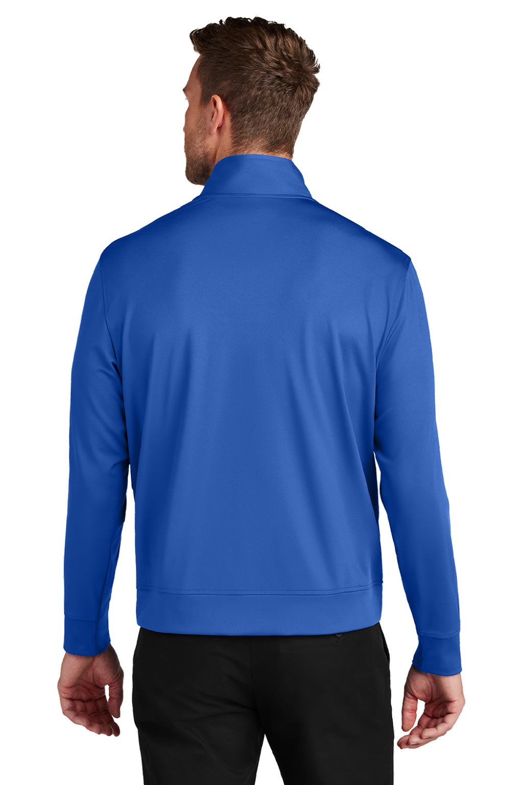 Port Authority K881 Mens C-FREE Double Knit Moisture Wicking Full Zip Sweatshirt w/ Pockets True Royal Blue Model Back