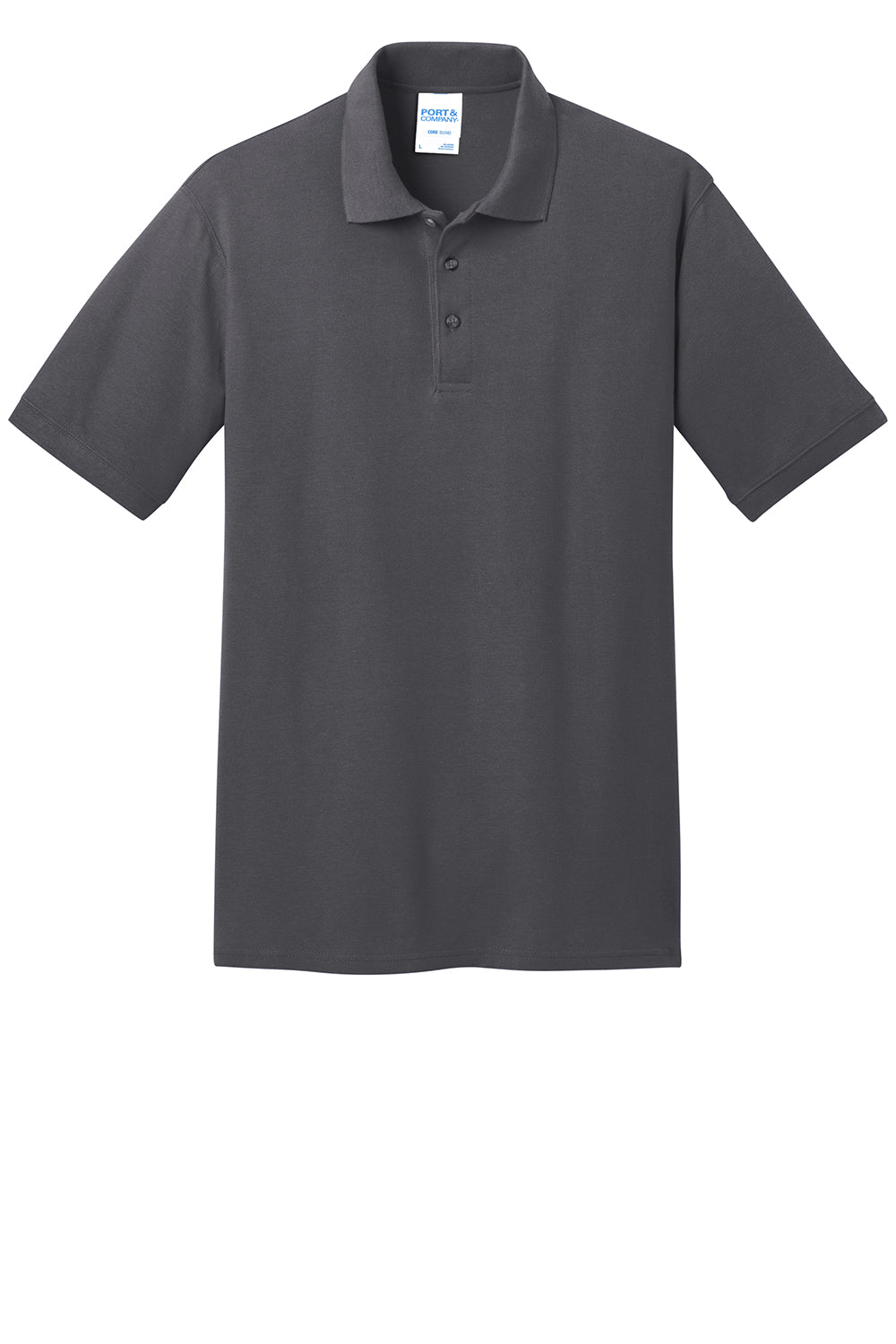 Port & Company KP155 Mens Core Stain Resistant Short Sleeve Polo Shirt Charcoal Grey Flat Front