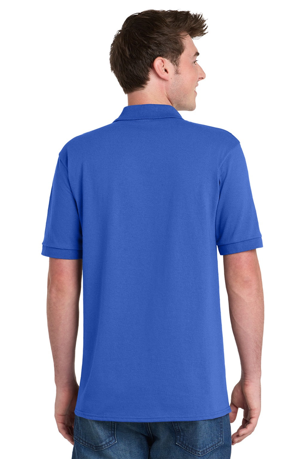 Port & Company KP55P Mens Core Stain Resistant Short Sleeve Polo Shirt w/ Pocket Royal Blue Model Back