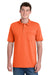 Port & Company KP55P Mens Core Stain Resistant Short Sleeve Polo Shirt w/ Pocket Safety Orange Model Front