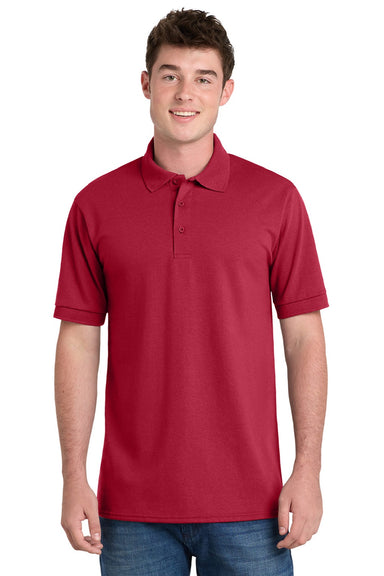 Port & Company KP55/KP55T Mens Core Stain Resistant Short Sleeve Polo Shirt Red Model Front